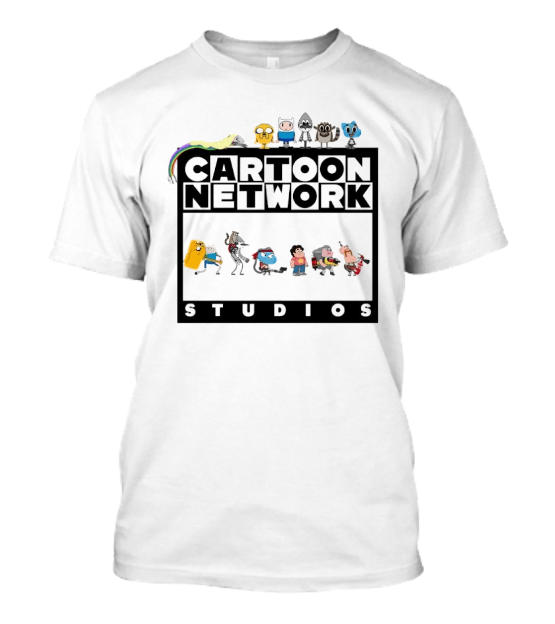 Cartoon Network Studios Finn Jake Mordecai Rigby Gumball Steven Clarence Uncle Character Collage T-Shirt