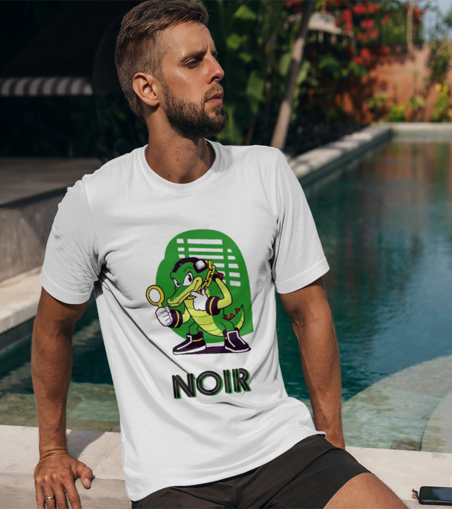 Vector The Crocodile Chaotix Detective Agency Noir Magnifying Glass Image T-Shirt