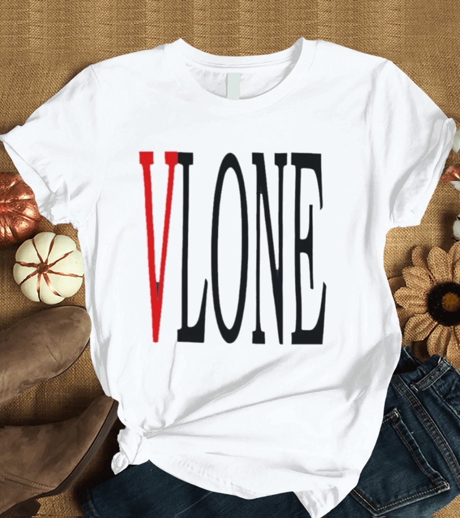 Vlone Logo Red V Black Font Streetwear Fashion T-Shirt