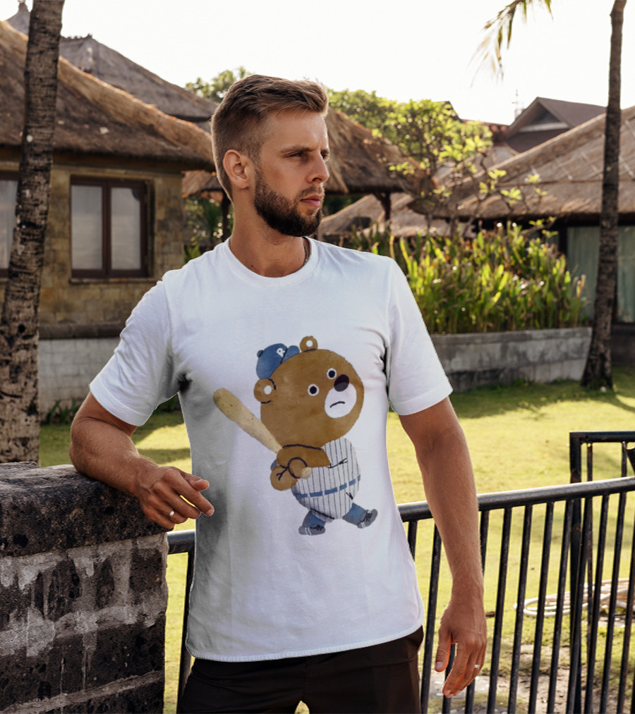 Kuma Bear Takuto Nakagawa Baseball Player Character In Striped Uniform T-Shirt