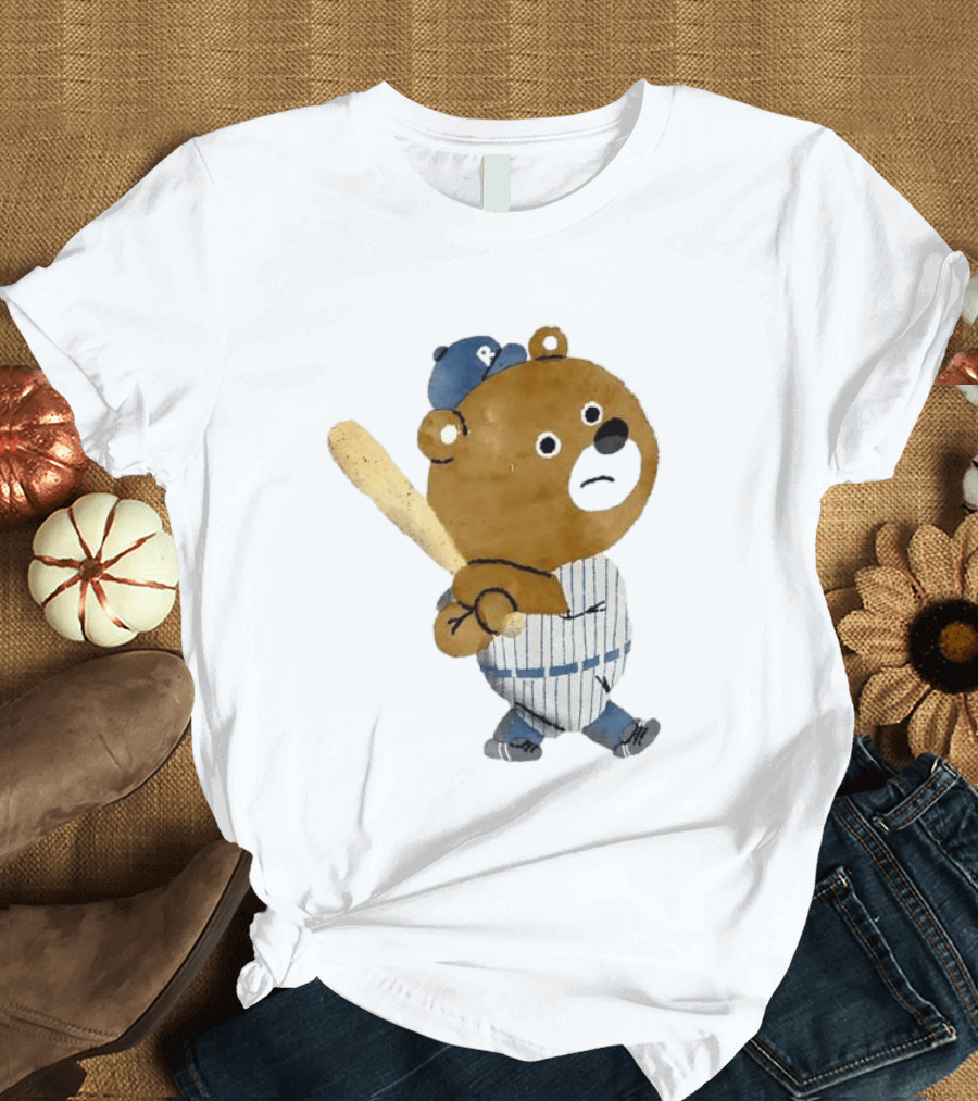 Kuma Bear Takuto Nakagawa Baseball Player Character In Striped Uniform T-Shirt