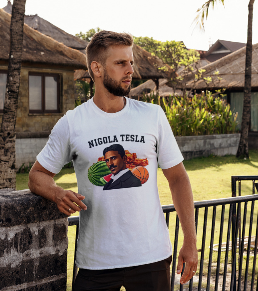 Nigola Tesla Watermelon Fried Chicken Basketball Fusion T-Shirt