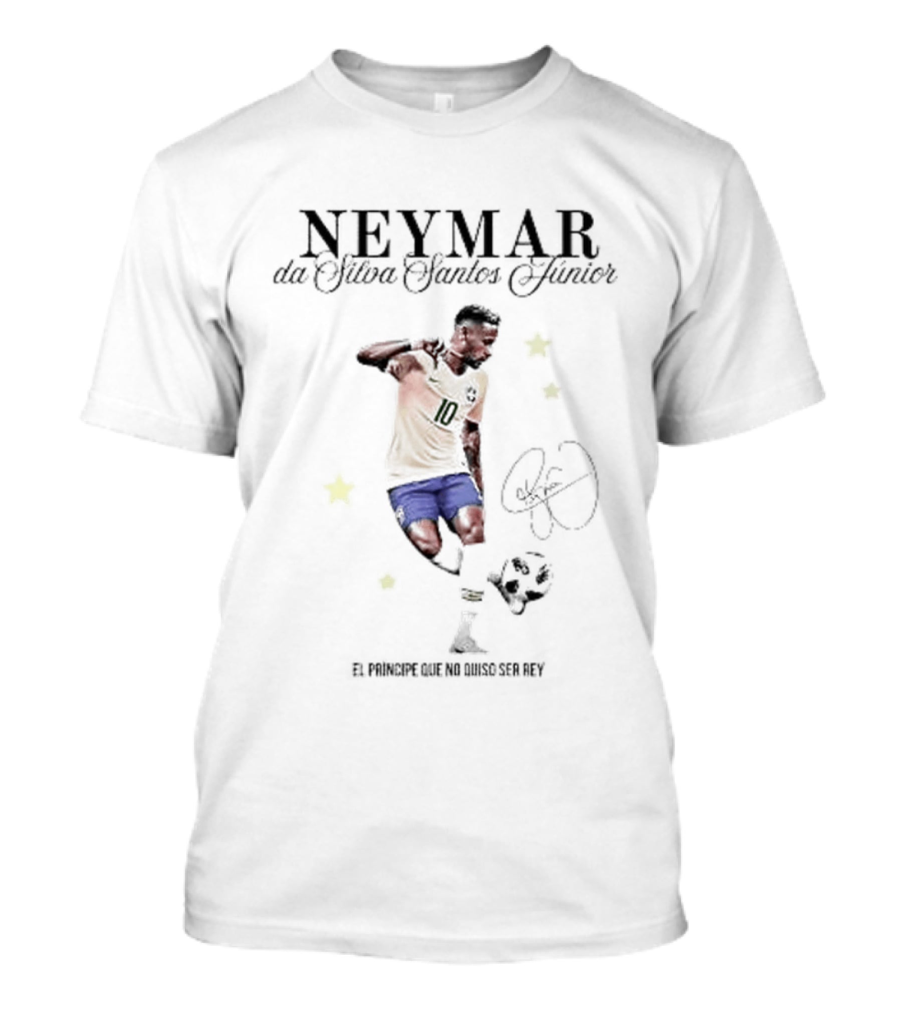 Neymar Da Silva Santos Junior Brazil National Soccer Icon Number 10 Yellow Jersey T-Shirt