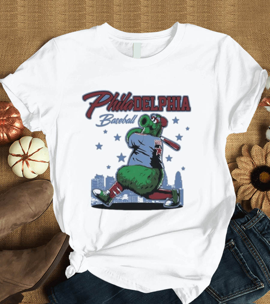 Phillie Phanatic Philadelphia Baseball Phillies MLB Skyline Stars T-Shirt