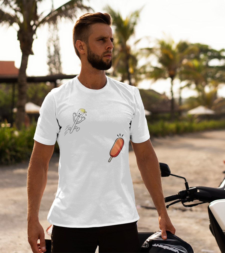 Spork Vs Corn Dog Humorous Food Chase Cartoon T-Shirt