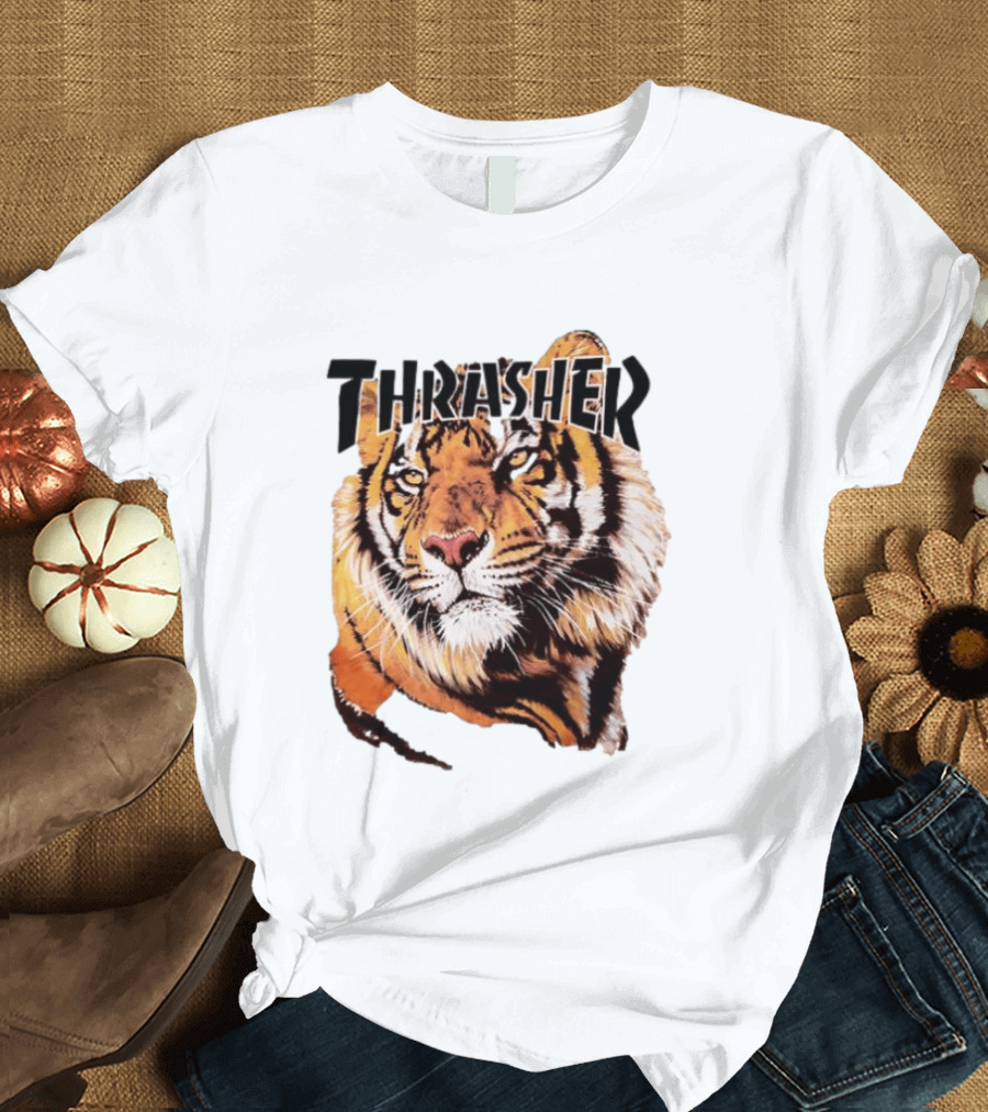 Tiger Thrasher Magazine Wildlife Nature Animal Orange Color T-Shirt
