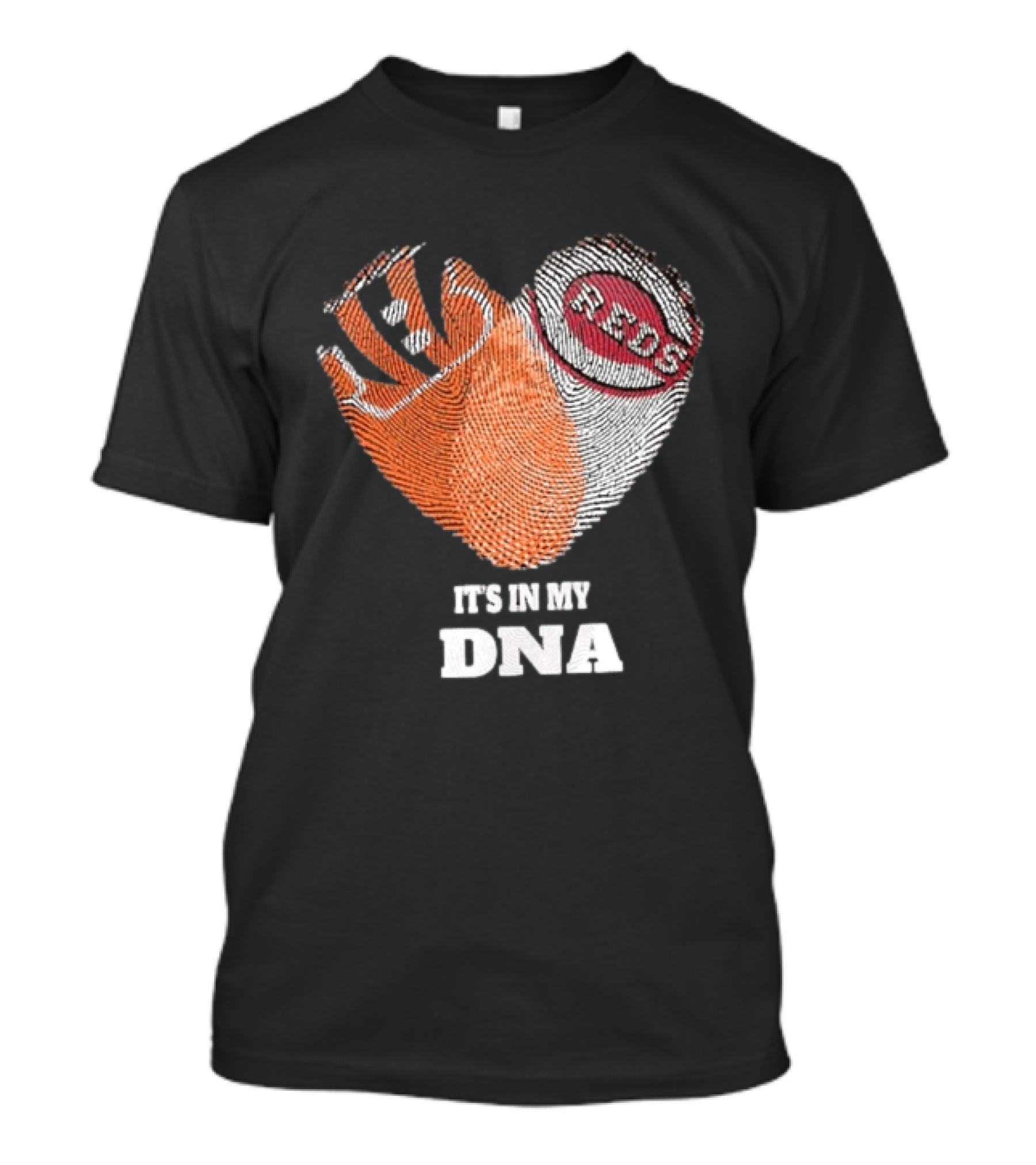 Bengals Reds It's In My DNA Handprint Football Baseball Fan Gear T-Shirt