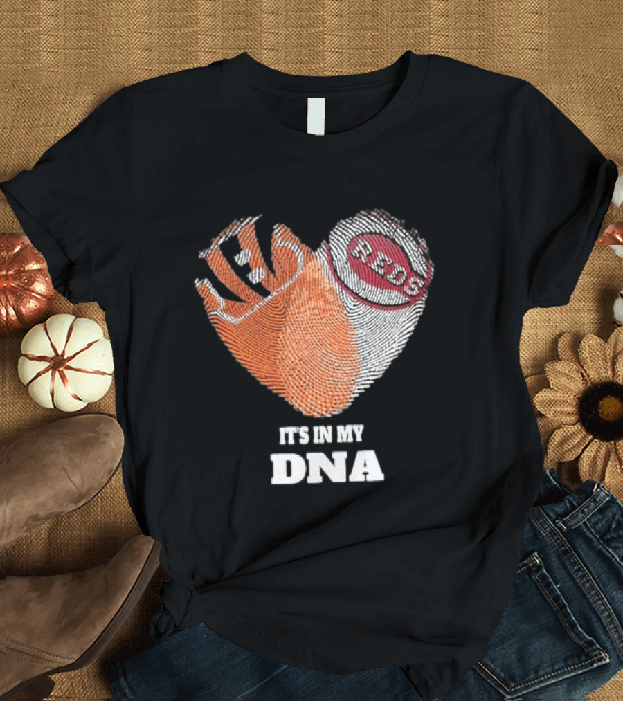 Bengals Reds It's In My DNA Handprint Football Baseball Fan Gear T-Shirt
