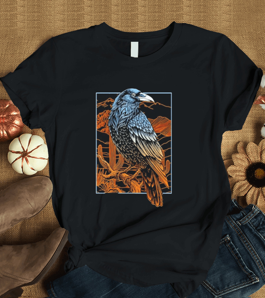 Raven In Southwest Desert Landscape Wildlife Nature Scene T-Shirt