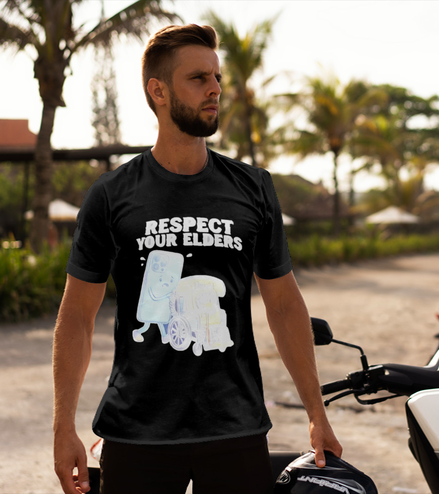 Respect Your Elders Smartphone And Vintage Telephone T-Shirt