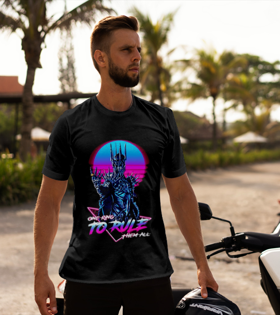 Sauron One Ring To Rule Them All Retro Pink Neon Lord Of The Rings T-Shirt