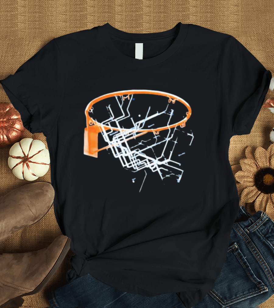 New York City Subway Map Basketball Hoop The Bronx Manhattan Queens T-Shirt