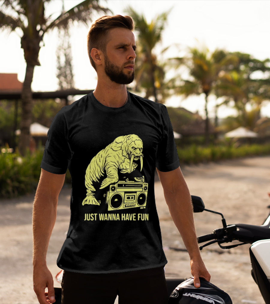 Walrus DJ Just Wanna Have Fun With Boombox T-Shirt