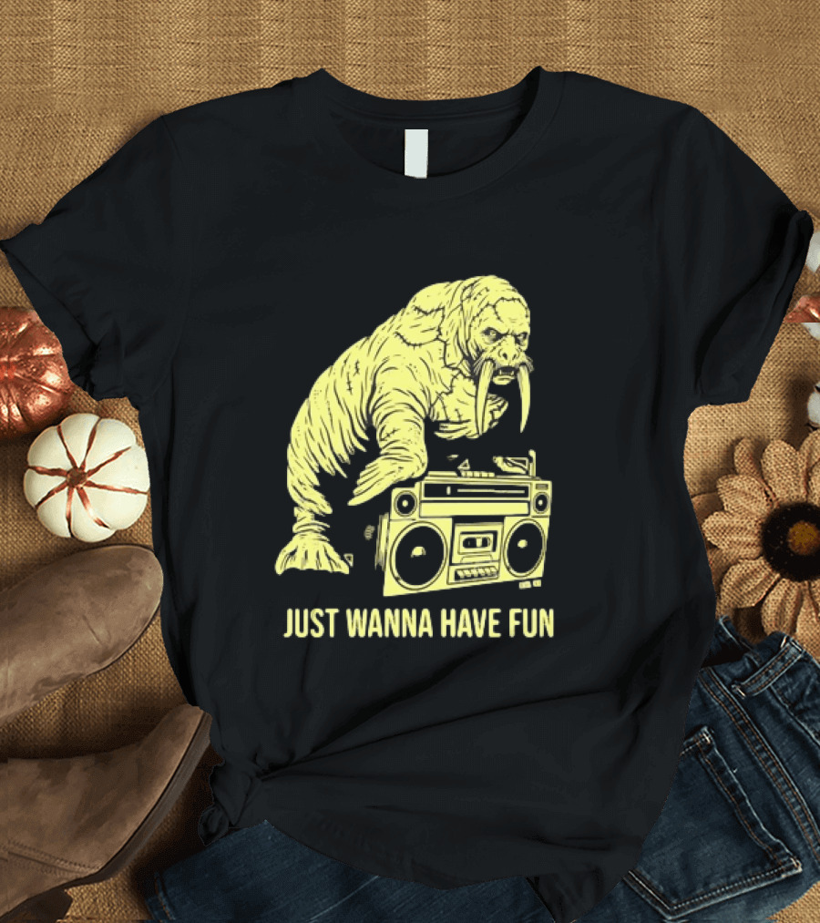 Walrus DJ Just Wanna Have Fun With Boombox T-Shirt