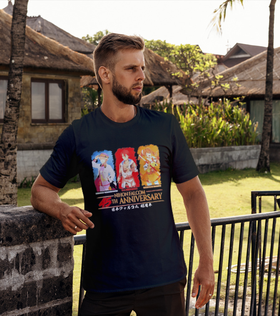 Nihon Falcom 45th Anniversary Characters Illustration In Japanese T-Shirt
