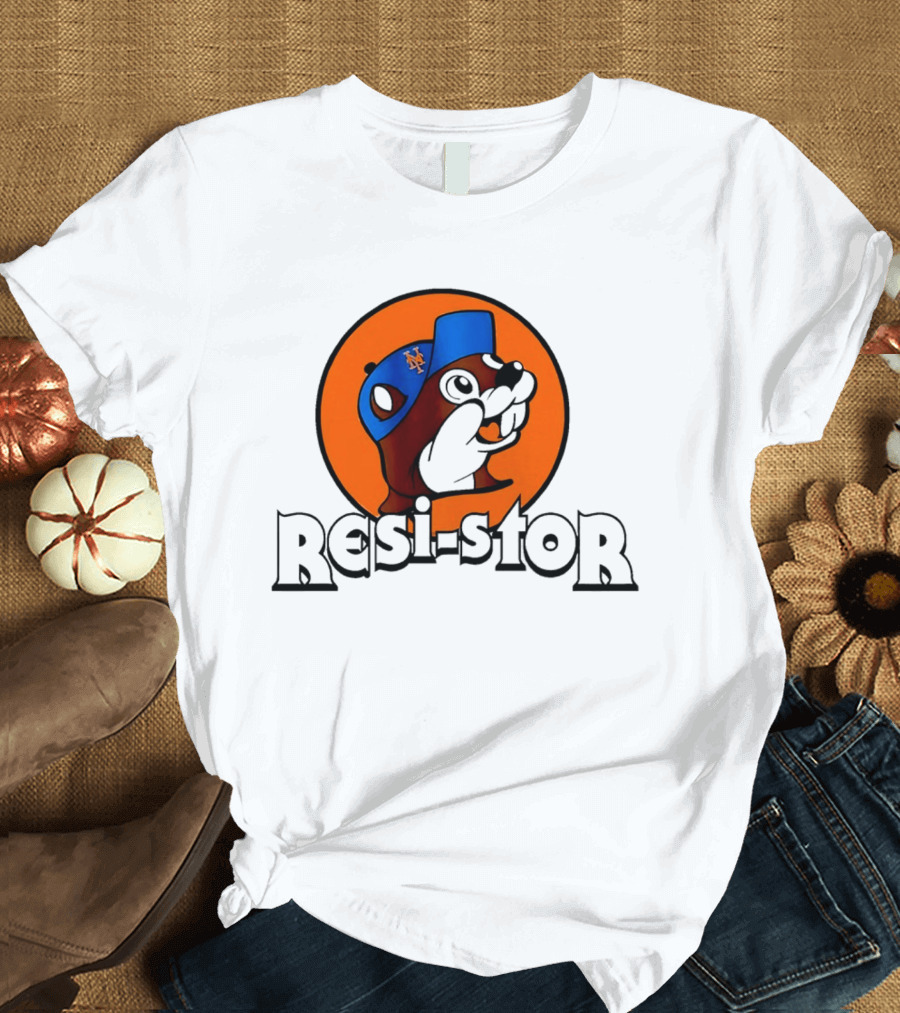 New York Mets Buc Ee's Resi Stor Beaver Blue Cap T-Shirt