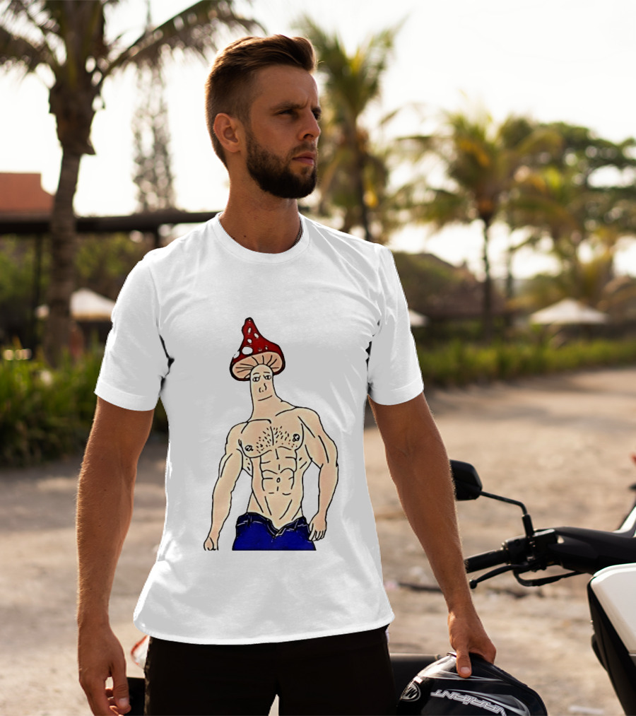 Wojak Shroomjak Buff Gym Meme Mushroom Head T-Shirt