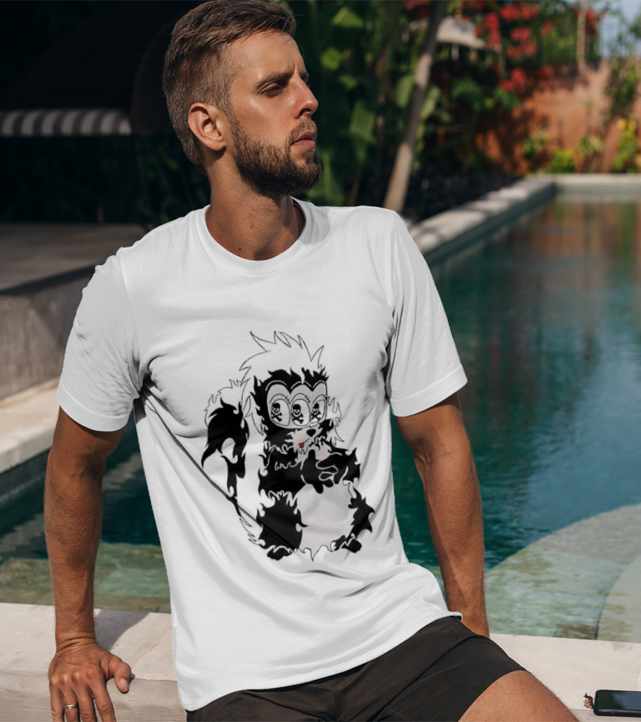 Three Eyed Skunk With Skull Eyes Surreal Creature T-Shirt