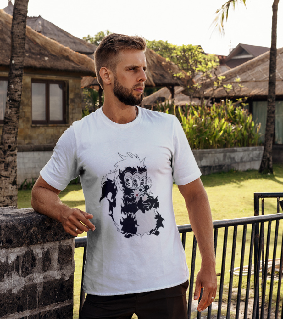 Three Eyed Skunk With Skull Eyes Surreal Creature T-Shirt