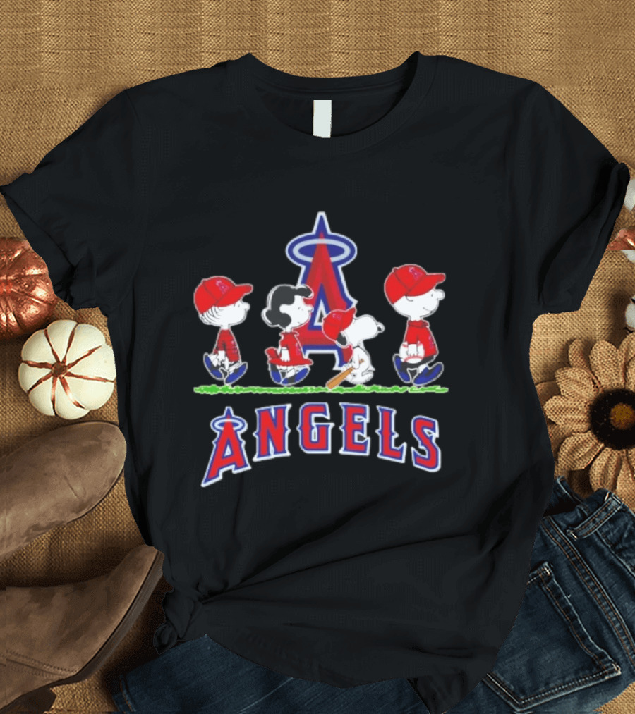 Charlie Brown Lucy Snoopy Peanuts Angels MLB Baseball T-Shirt