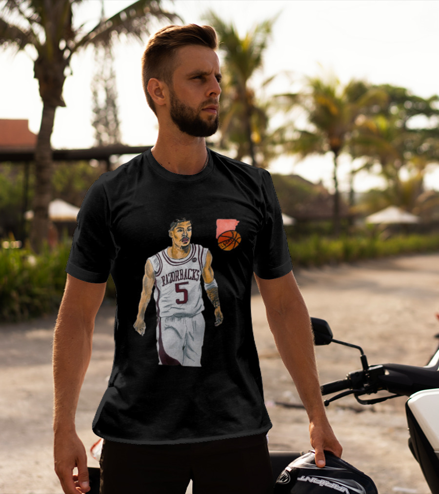 Razorbacks Number 5 Basketball Player Artwork Exclusively D To The A T-Shirt