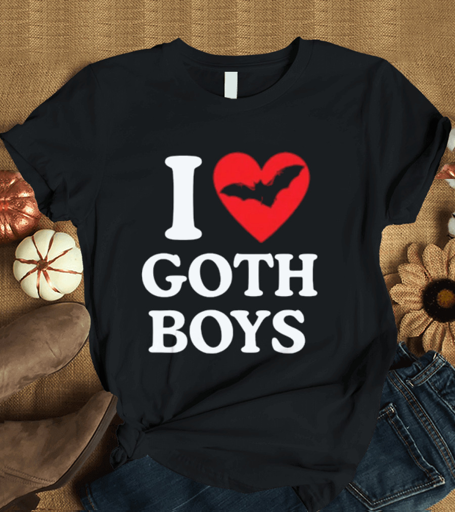 I Love Goth Boys Heart Bat T-Shirt