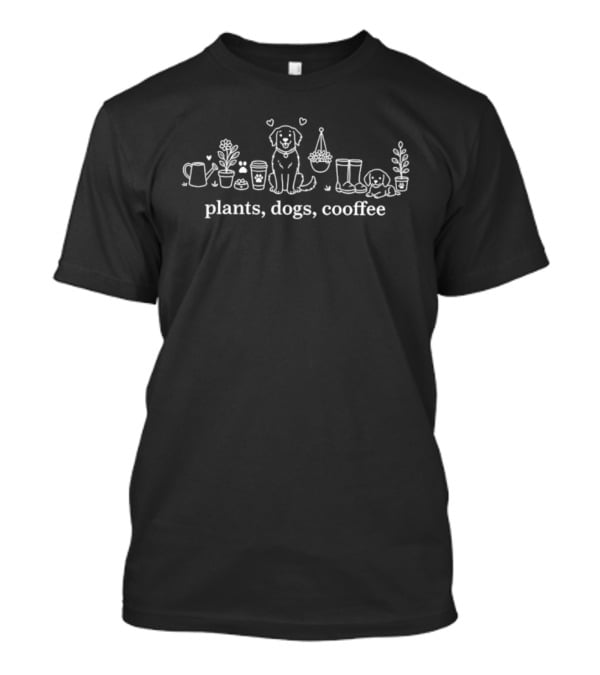 Plants Dogs Coffee Line Gardening Boots Coffee Cups T-Shirt