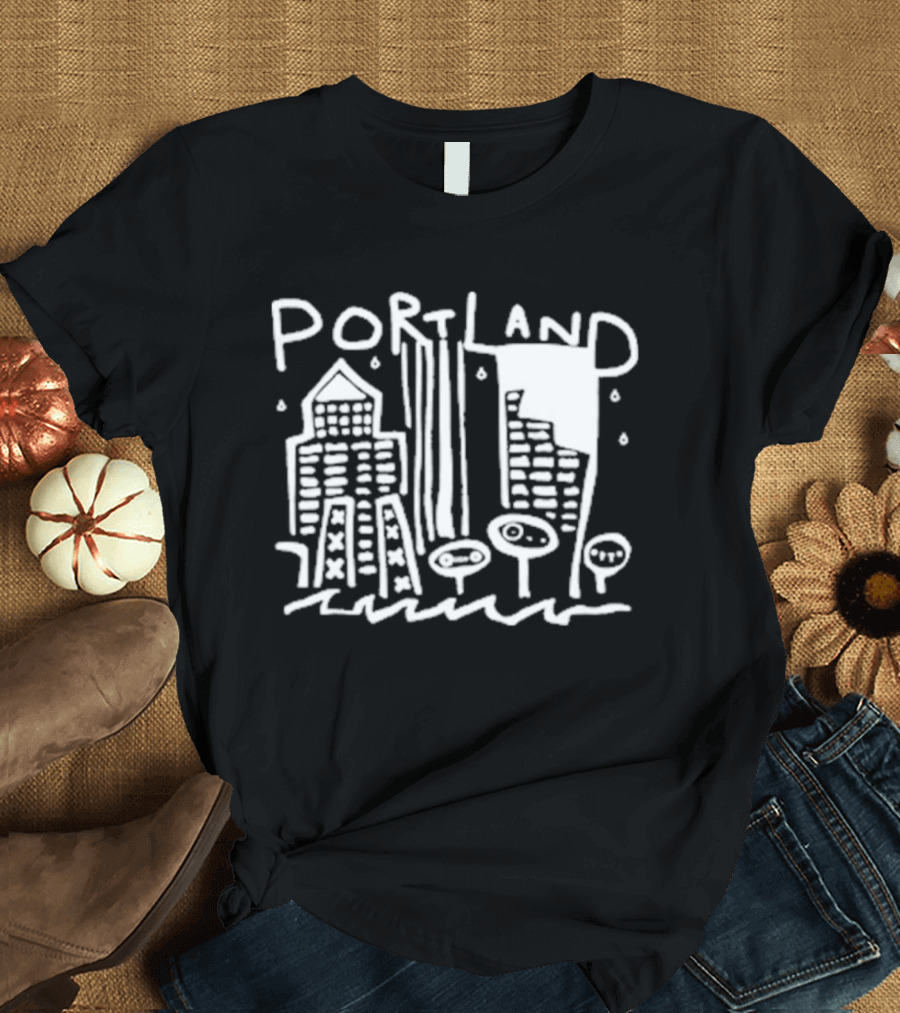 Portland Oregon Sketch Cityscape Drawing T-Shirt