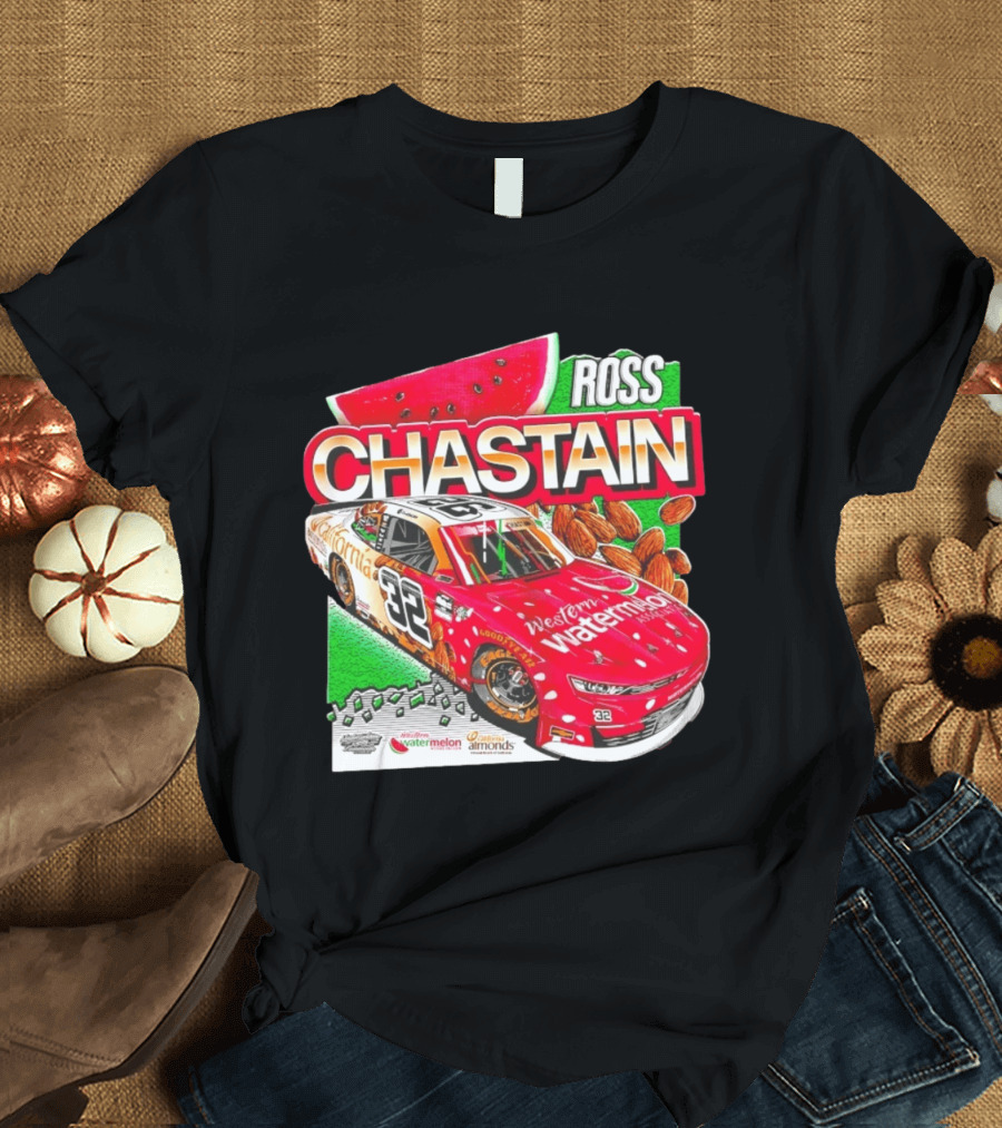 Ross Chastain 32 Western Watermelon California Almonds NASCAR Racing Car T-Shirt