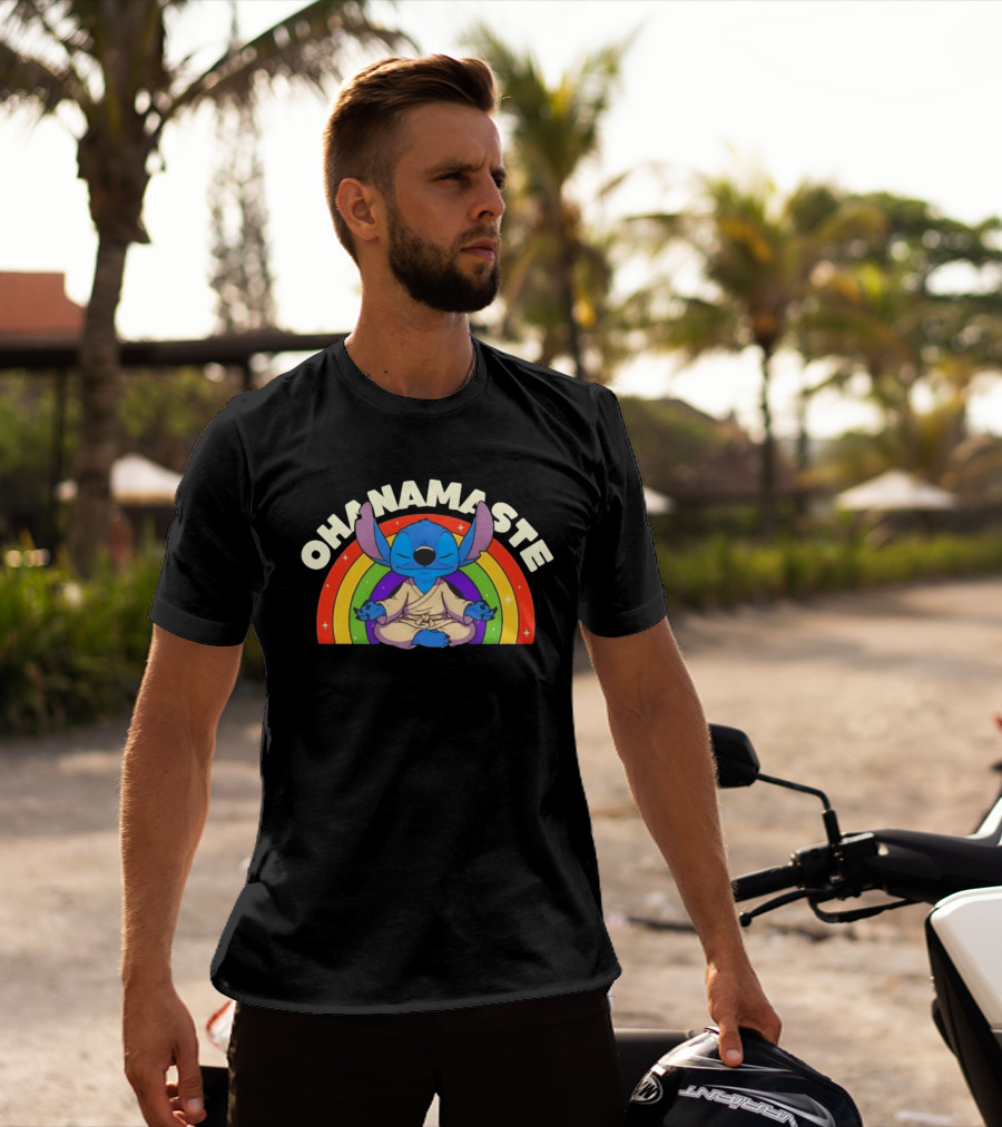 Stitch Ohana Namaste Rainbow Ohanamaste Meditation T-Shirt