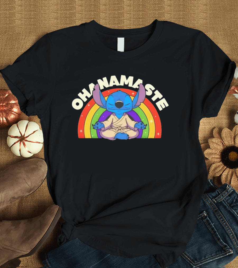 Stitch Ohana Namaste Rainbow Ohanamaste Meditation T-Shirt