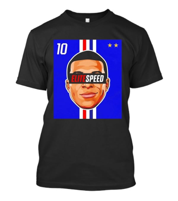 10 Kylian Mbappe Elite Speed France Football Big Head Two Stars T-Shirt