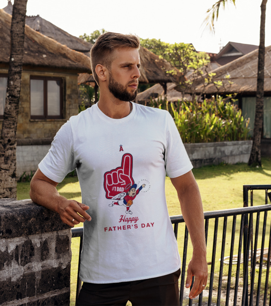 Happy Father's Day 2026 Los Angeles Angels Baseball Fan Foam Finger T-Shirt