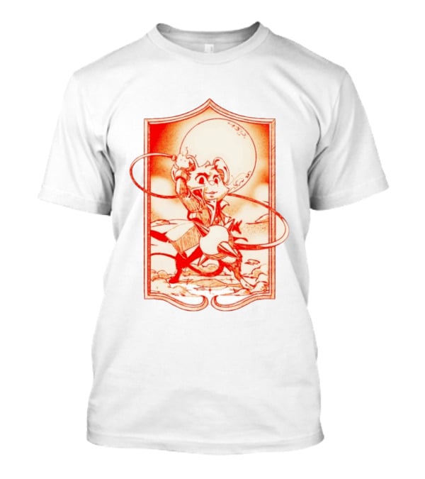 Biker Mice From Mars Throttle Wielding Flail Against Moonlit Backdrop T-Shirt