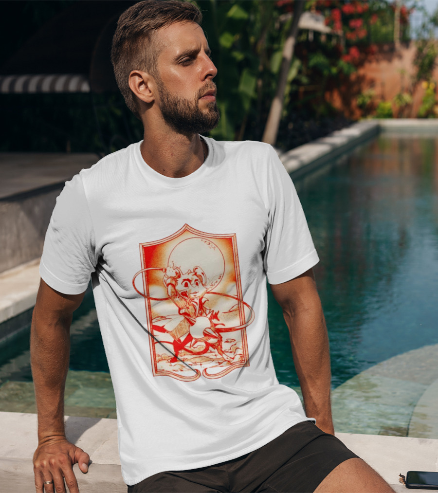Biker Mice From Mars Throttle Wielding Flail Against Moonlit Backdrop T-Shirt