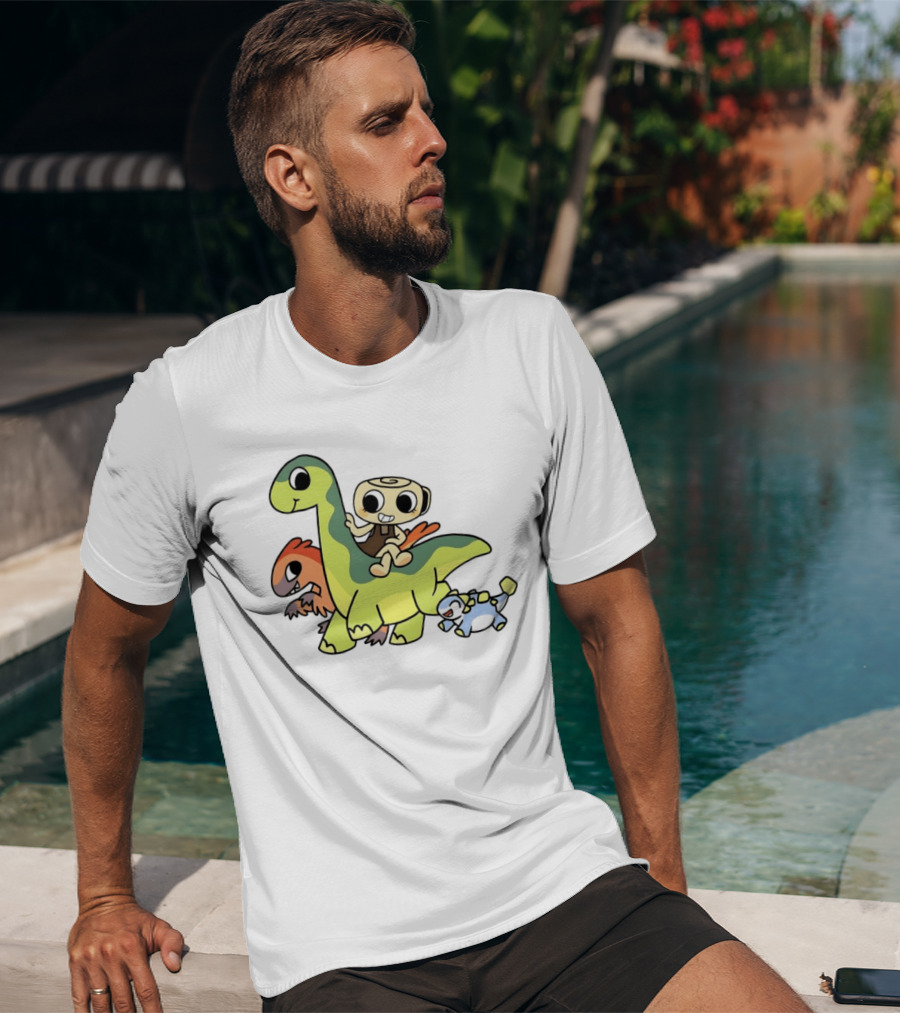 Cinnamon Roll Riding Dinosaurs Cute Cartoon Characters T-Shirt