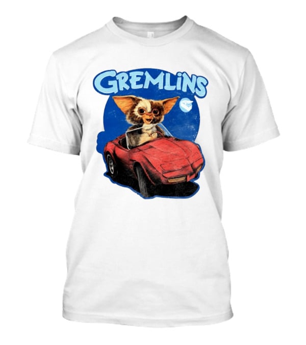Gizmo Gremlins Driving Red Sports Car Retro Movie Fan T-Shirt