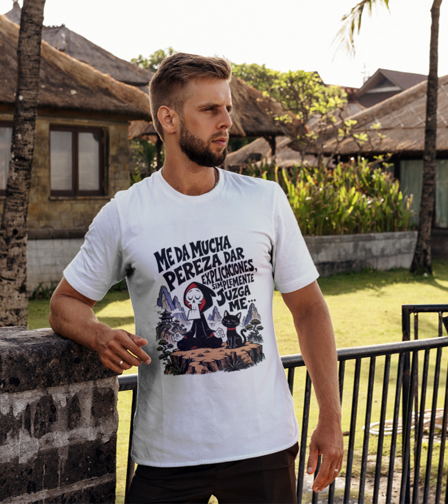 Grim Reaper Meditating With Black Cat Me Da Mucha Pereza Dar Explicaciones Simplemente Júzgame T-Shirt