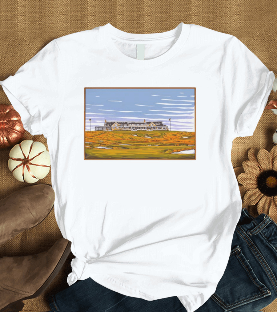 Shinnecock Hills Golf Club Clubhouse Course Landscape View Southampton New York T-Shirt
