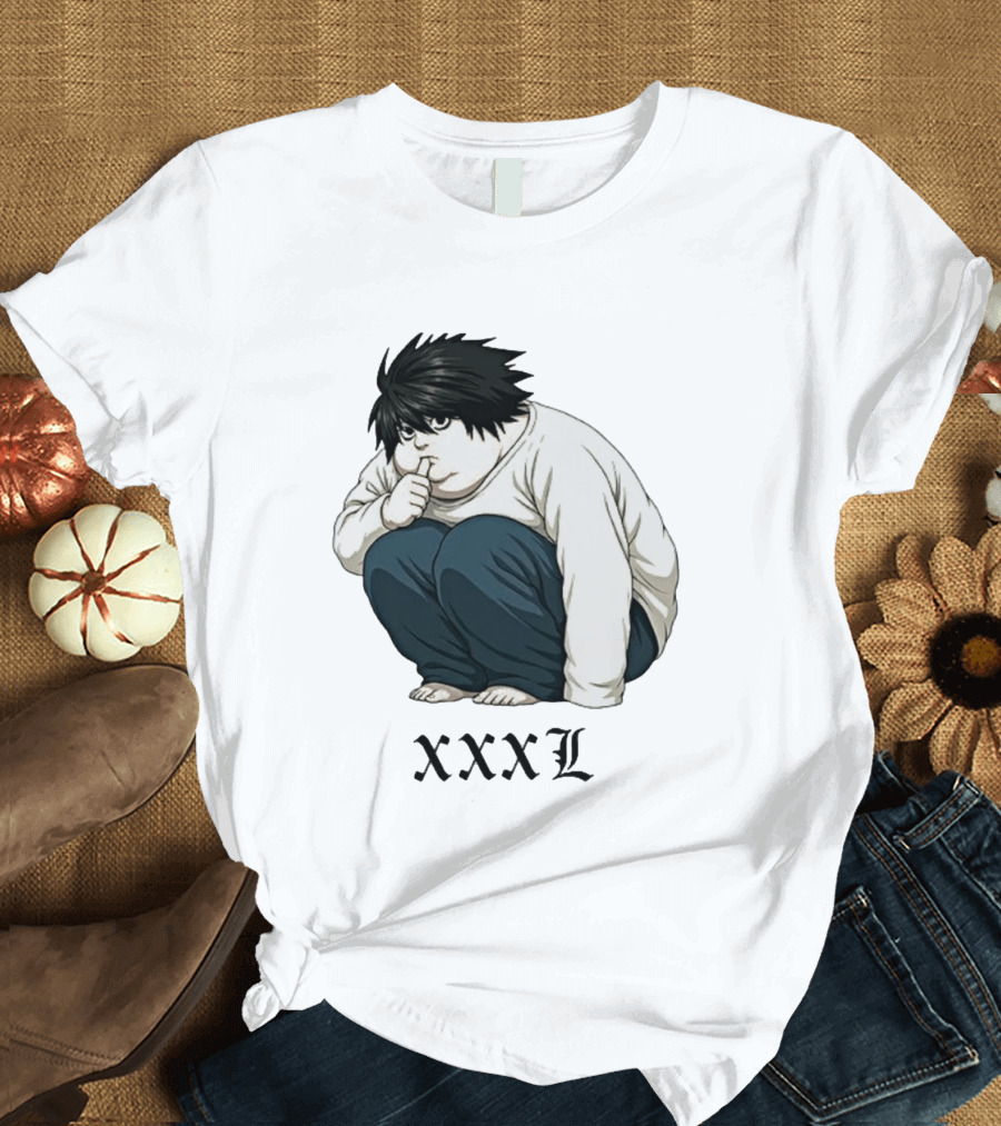 L Lawliet Xxxl Meme Anime Character Sitting Pose T-Shirt