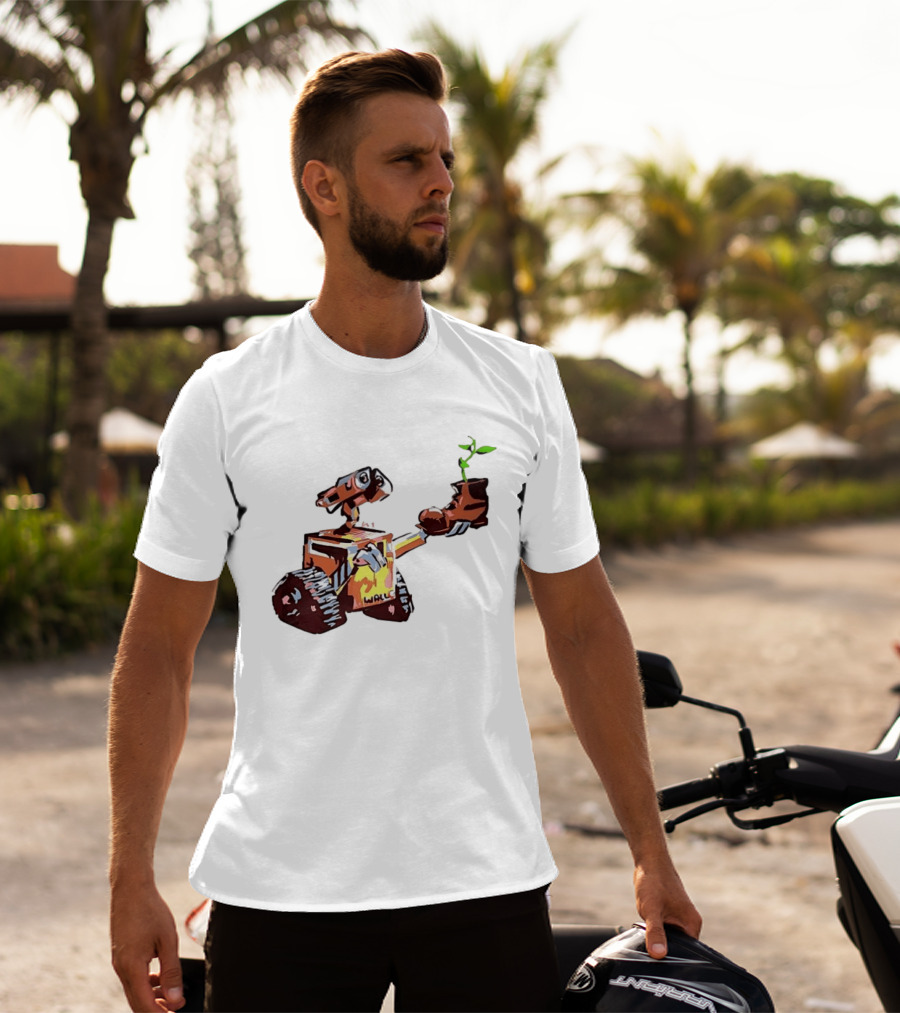 Pixar WALL E Holding Boot With Plant Iconic Scene T-Shirt