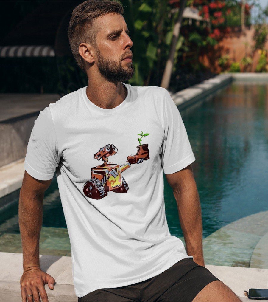 Pixar WALL E Holding Boot With Plant Iconic Scene T-Shirt