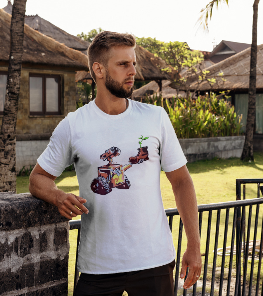 Pixar WALL E Holding Boot With Plant Iconic Scene T-Shirt