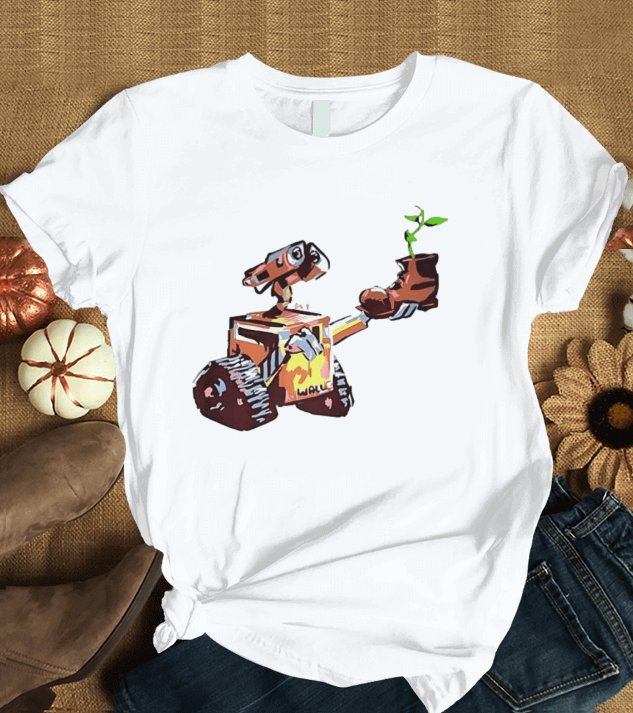 Pixar WALL E Holding Boot With Plant Iconic Scene T-Shirt