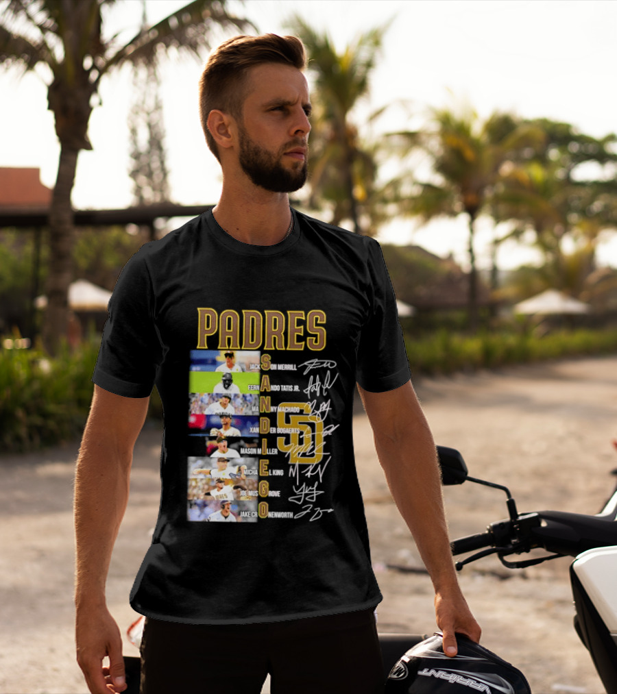 Padres San Diego Jackson Merrill Fernando Tatis Jr Manny Machado MLB Team Logos T-Shirt