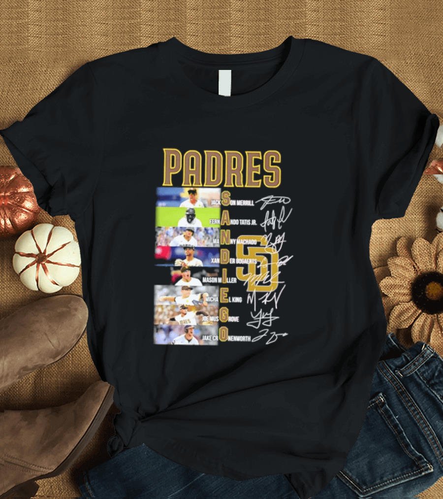 Padres San Diego Jackson Merrill Fernando Tatis Jr Manny Machado MLB Team Logos T-Shirt