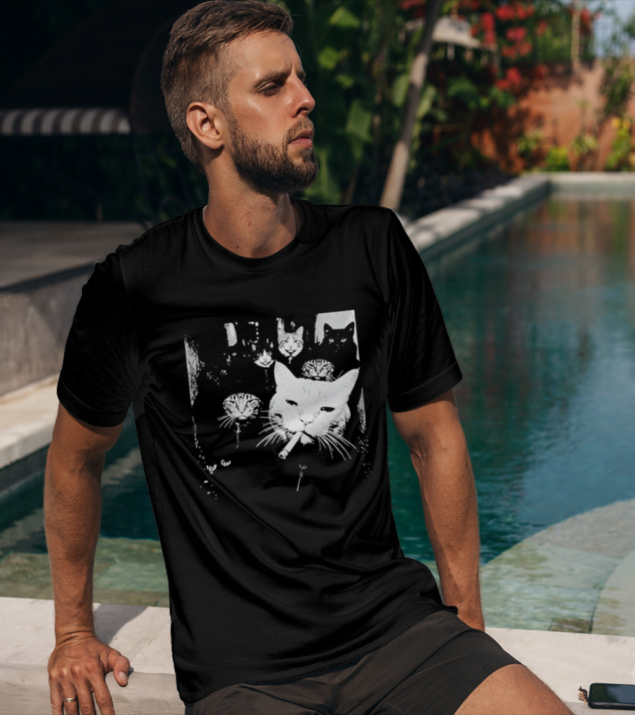 Smoking Cats Street Gang Hardened Feline Crew Members Motorcycle Club T-Shirt