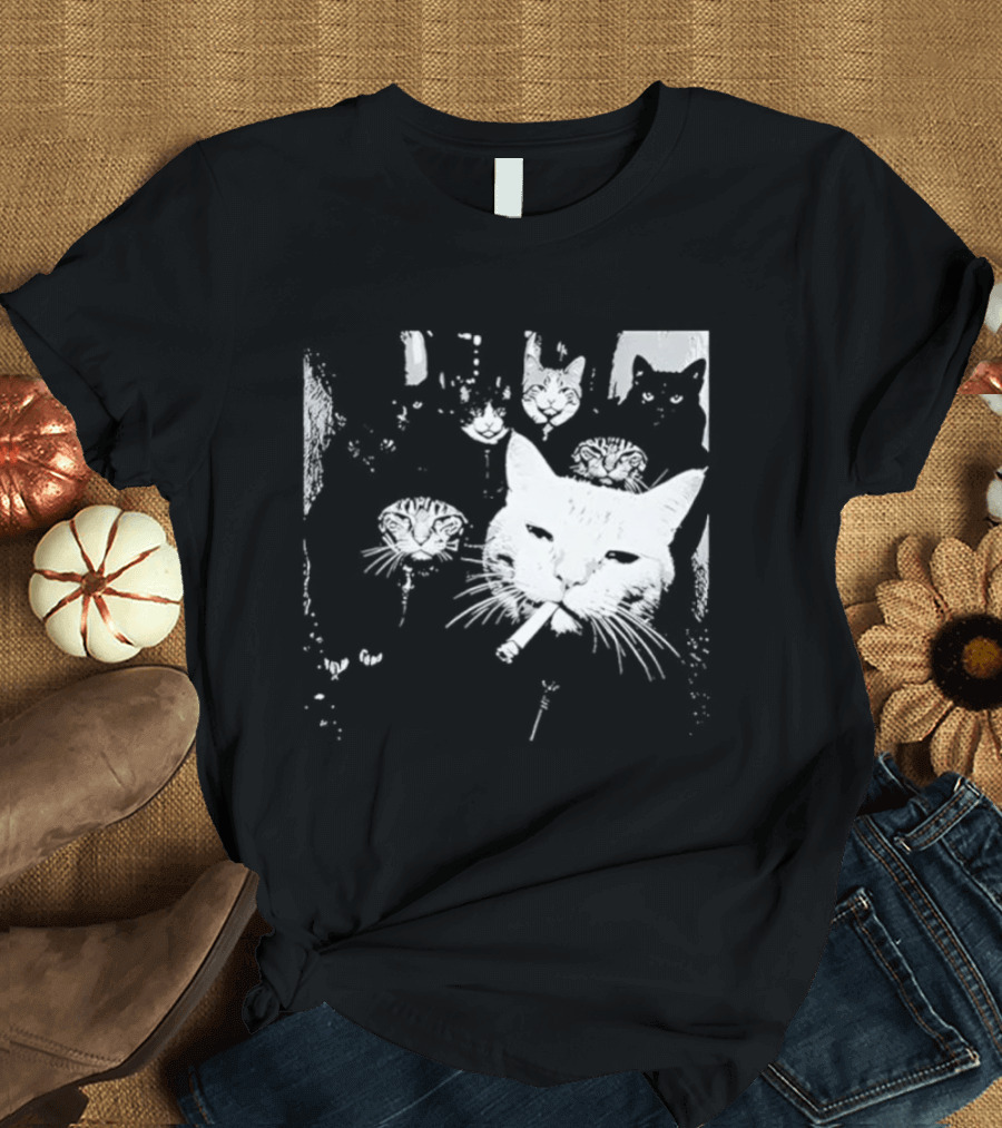 Smoking Cats Street Gang Hardened Feline Crew Members Motorcycle Club T-Shirt