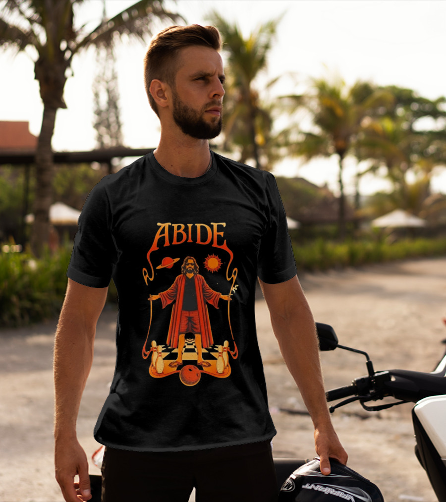 The Big Lebowski Abide Dude Bowling Solar System T-Shirt