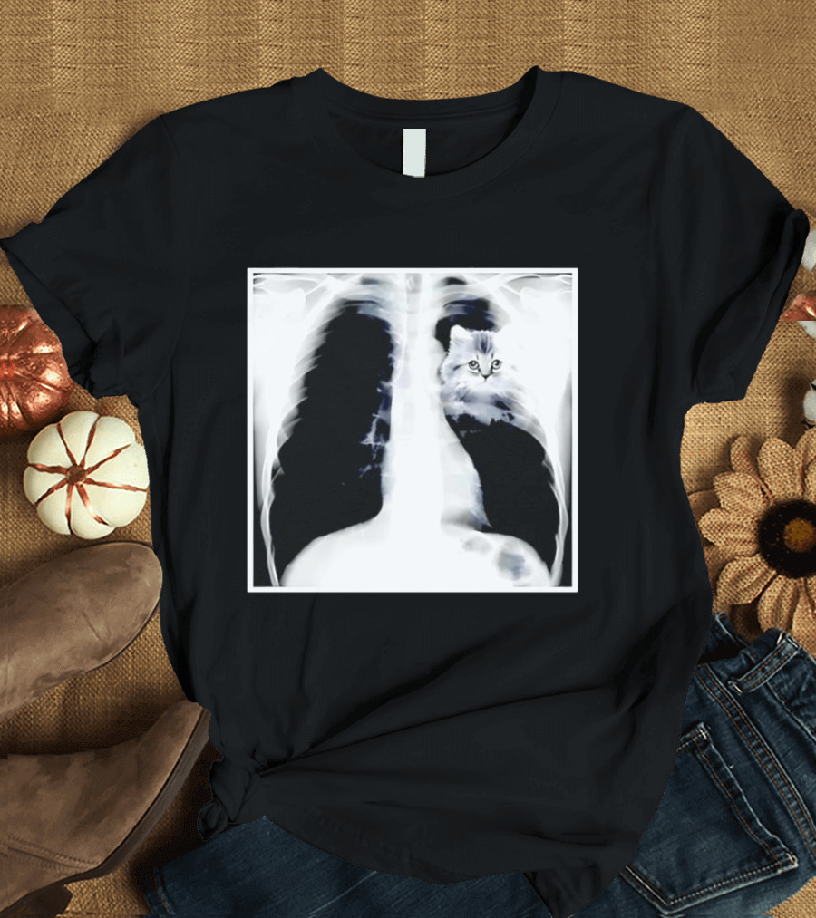 Kitten Chest X Ray Discovery Funny Cat Inside Joke T-Shirt